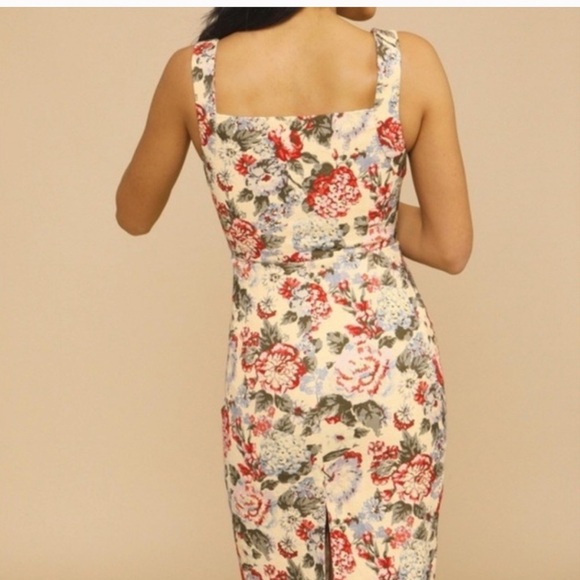 Rouje Floral Print Dress - Red and Cream - Picture 2 of 7